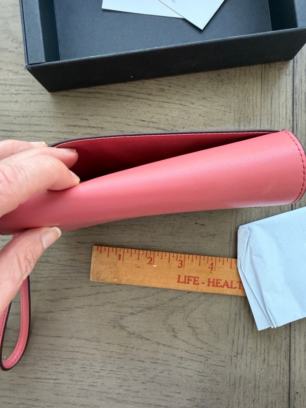 COACH Coral Pink Leather Wristlet with Silver Logo - Picture 5 of 9